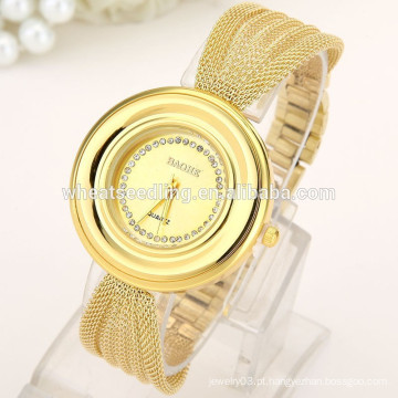 Japonês quartzo fahion ouro luxo cadeia chapeado relógios mulheres